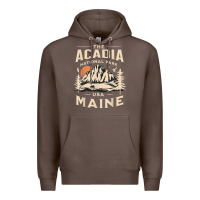 Coffee acadia national park maine nature hike outdoors vintage t shirt Premium Hoodie - ArtMosaic