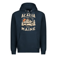 Navy acadia national park maine nature hike outdoors vintage t shirt Premium Hoodie - ArtMosaic
