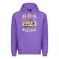 Purple acadia national park maine nature hike outdoors vintage t shirt Premium Hoodie - ArtMosaic