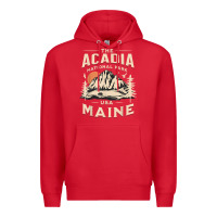 Red acadia national park maine nature hike outdoors vintage t shirt Premium Hoodie - ArtMosaic