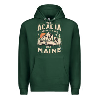 Sports Green acadia national park maine nature hike outdoors vintage t shirt Premium Hoodie - ArtMosaic