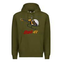 Army Green bell 47 helicopter Premium Hoodie - ArtMosaic