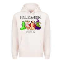 Pale Pink halloween vibes dick tie dye hippie retro lazy costume Premium Hoodie - ArtMosaic