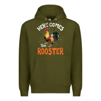 Army Green Here Comes The Rooster Shirt Chicken Lady Outfit 243 Premium Hoodie - ArtMosaic