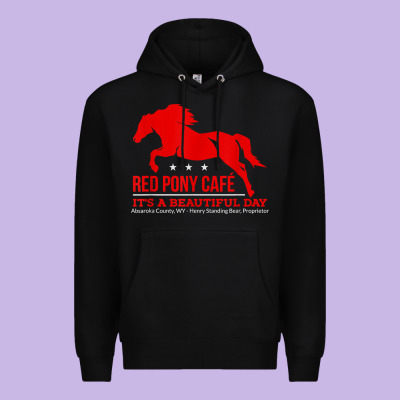 Red Pony Cafe, Funny Cute Horse Lover Premium Hoodie Designed By Artmosaic