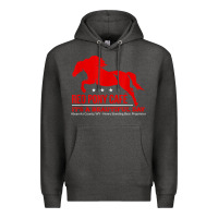 Charcoal Heather Red Pony Cafe, Funny cute horse lover Premium Hoodie - ArtMosaic