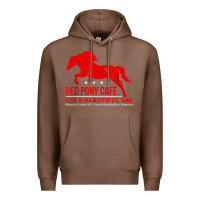 Chestnut Red Pony Cafe, Funny cute horse lover Premium Hoodie - ArtMosaic