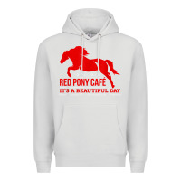 Dove Grey Red Pony Cafe, Funny cute horse lover Premium Hoodie - ArtMosaic