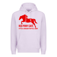 Lilac Red Pony Cafe, Funny cute horse lover Premium Hoodie - ArtMosaic