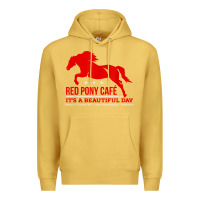 Antique Gold Red Pony Cafe, Funny cute horse lover Premium Hoodie - ArtMosaic