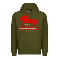 Army Green Red Pony Cafe, Funny cute horse lover Premium Hoodie - ArtMosaic