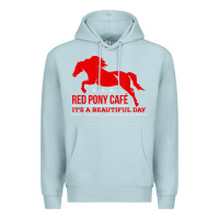 Blue Mist Red Pony Cafe, Funny cute horse lover Premium Hoodie - ArtMosaic