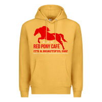 Mustard Red Pony Cafe, Funny cute horse lover Premium Hoodie - ArtMosaic
