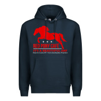 Navy Red Pony Cafe, Funny cute horse lover Premium Hoodie - ArtMosaic