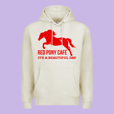 Red Pony Cafe, Funny Cute Horse Lover Premium Hoodie Designed By Artmosaic