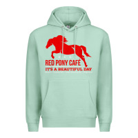 Seafoam Red Pony Cafe, Funny cute horse lover Premium Hoodie - ArtMosaic