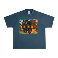 Midnight Navy thanksgiving turkey gobble with background Urban Heavy Tee - RanaPortraitStore