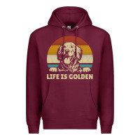 Burgundy Golden Retriever Dog Life is golden retro vintage Premium Hoodie - ArtMosaic