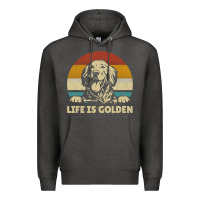 Charcoal Heather Golden Retriever Dog Life is golden retro vintage Premium Hoodie - ArtMosaic
