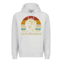 Dove Grey Golden Retriever Dog Life is golden retro vintage Premium Hoodie - ArtMosaic