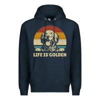 Navy Golden Retriever Dog Life is golden retro vintage Premium Hoodie - ArtMosaic