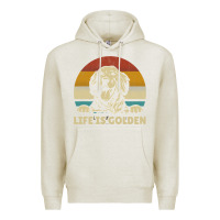 Oatmeal Heather Golden Retriever Dog Life is golden retro vintage Premium Hoodie - ArtMosaic