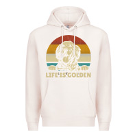 Pale Pink Golden Retriever Dog Life is golden retro vintage Premium Hoodie - ArtMosaic