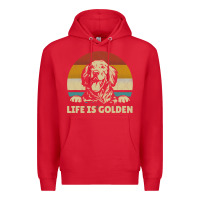 Red Golden Retriever Dog Life is golden retro vintage Premium Hoodie - ArtMosaic