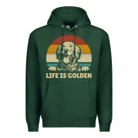 Sports Green Golden Retriever Dog Life is golden retro vintage Premium Hoodie - ArtMosaic