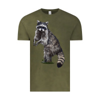Vintage Olive Raccoon Illustrations Vintage Tee - LillyAllenDesigns