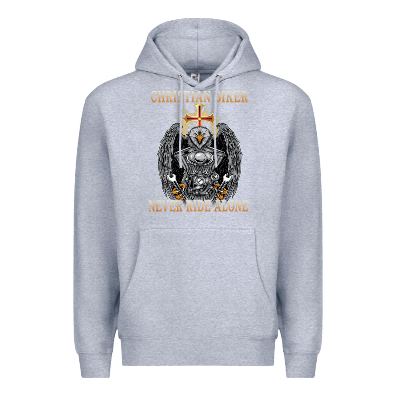 Jesus Christian Biker Never Ride Alone Premium Hoodie by ArtMosaic | Teevron
