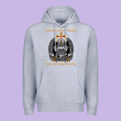Jesus Christian Biker Never Ride Alone Premium Hoodie Designed By Artmosaic