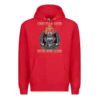 Red jesus christian biker never ride alone Premium Hoodie - ArtMosaic