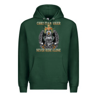 Sports Green jesus christian biker never ride alone Premium Hoodie - ArtMosaic