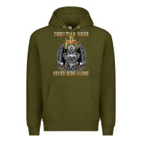 Army Green jesus christian biker never ride alone Premium Hoodie - ArtMosaic