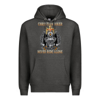Charcoal Heather jesus christian biker never ride alone Premium Hoodie - ArtMosaic