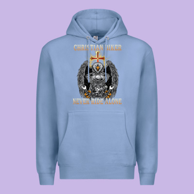 Jesus Christian Biker Never Ride Alone Premium Hoodie Designed By Artmosaic