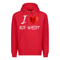 Red i love heart bid whist card game t shirt Premium Hoodie - ArtMosaic