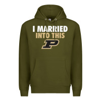 Army Green Purdue Boilermakers Married Into This - Apparel Premium Hoodie - ArtMosaic