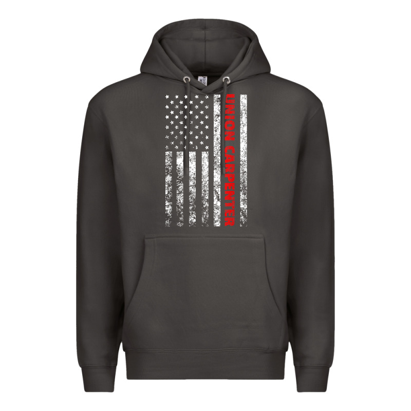 Union Carpenter With A Vintage American Flag For Fans Premium Hoodie by ArtMosaic | Teevron
