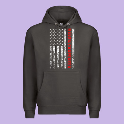 Union Carpenter With A Vintage American Flag For Fans Premium Hoodie Designed By Artmosaic