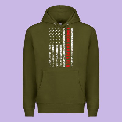 Union Carpenter With A Vintage American Flag For Fans Premium Hoodie Designed By Artmosaic