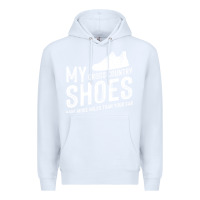 White cross country running   xc run runner pullover hoodie Premium Hoodie - ArtMosaic