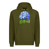 Army Green Blue  hydrangea Premium Hoodie - ArtMosaic