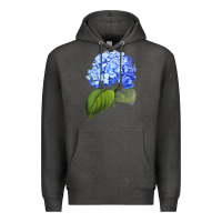 Charcoal Heather Blue  hydrangea Premium Hoodie - ArtMosaic