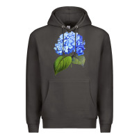 Smoke Blue  hydrangea Premium Hoodie - ArtMosaic