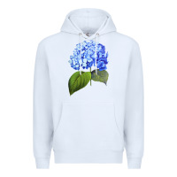 White Blue  hydrangea Premium Hoodie - ArtMosaic