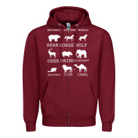 Burgundy Animals Of The World Zipper Hoodie - Bettercallsaul