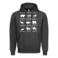 Charcoal Heather Animals Of The World Zipper Hoodie - Bettercallsaul