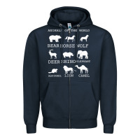 Navy Animals Of The World Zipper Hoodie - Bettercallsaul